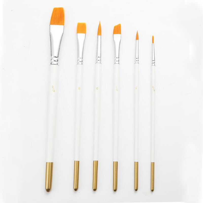 6pcs/set Nylon Oil Paint Brush Flat Painting Brush For Oil Acrylic Brush Pen pincel para pintura Art Supplies Rock Painting Kit