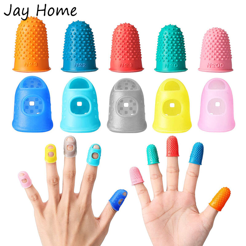 10/5 pcs Rubber Sewing Thimble Breathable Protective Silicone Finger Thimble Finger Cover Caps Quilting Sewing Needlework Craft