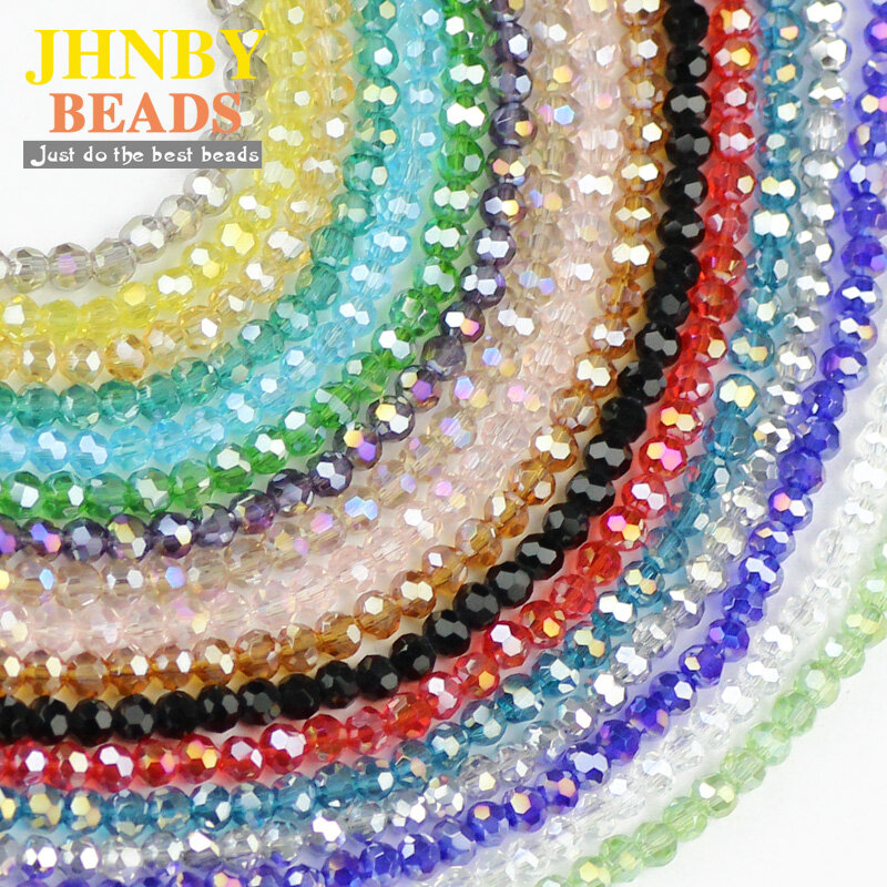 Jhnby Bola Segi Austria Kristal Manik-manik 3 Mm 200 Pcs Top Kualitas Bulat Bentuk Bola Longgar Beads untuk Perhiasan Membuat gelang DIY