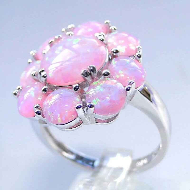 Anello Midi opale rosa In argento Sterling di Lucy Loves Neko