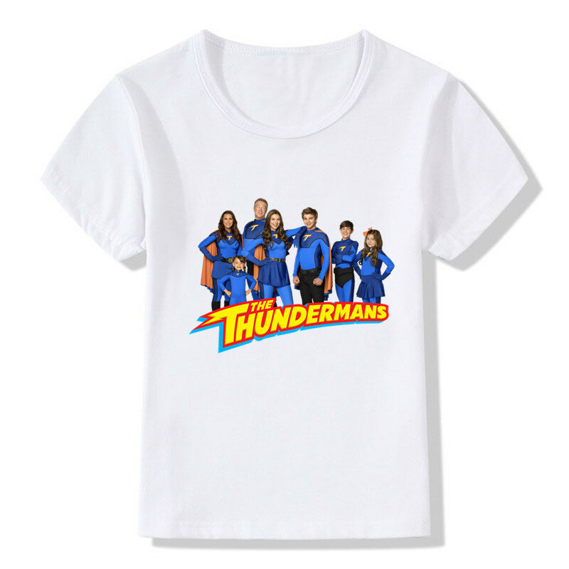 Футболки с принтом ТВ-шоу The Thundermans, летняя детская футболка, одежда для маленьких девочек и мальчиков, модная уличная одежда, детские топы, HKP5403