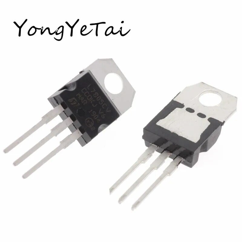 Transistor à prise droite L7805CV, 5V, L7805, régulateur à trois bornes TO-220