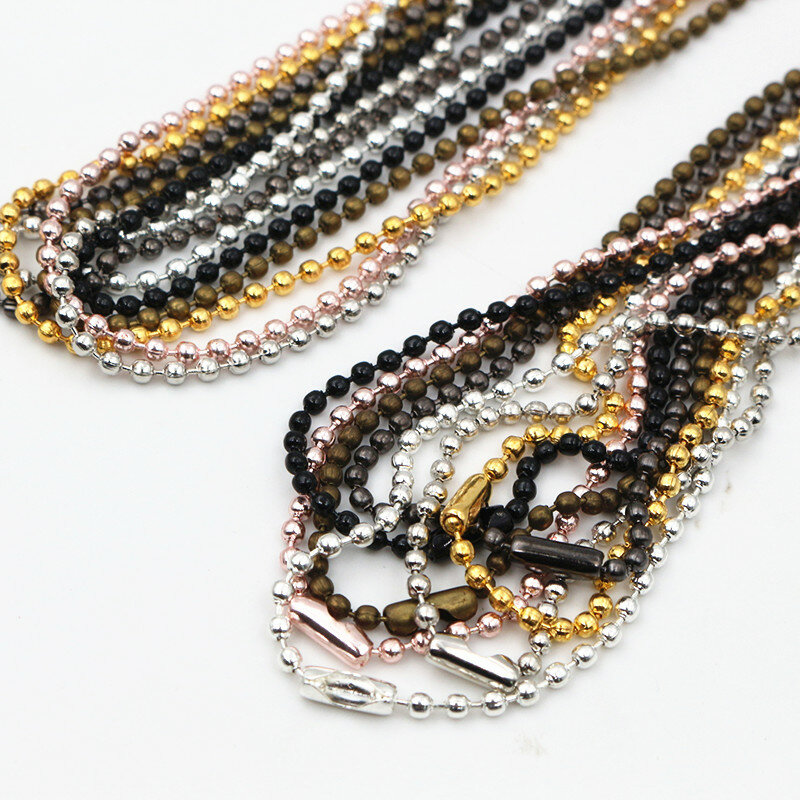 5 teile/los 3 Größe 1,5mm und 2,0mm und 2,4mm 7 Farben Überzogen Ball Perlen Kette Halskette Perle stecker 65cm (25,5 zoll)