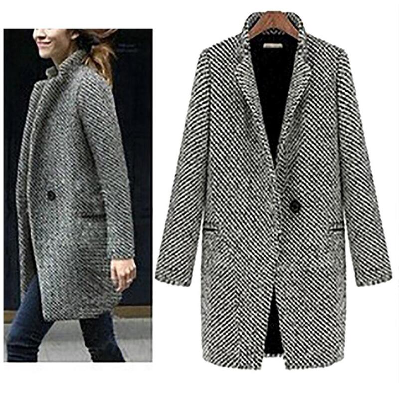 Лидер продаж! Осенне-зимнее женское пальто, облегающий кардиган, теплое утепленное шерстяное пальто средней длины, теплое шерстяное пальто, женское длинное зимнее пальто