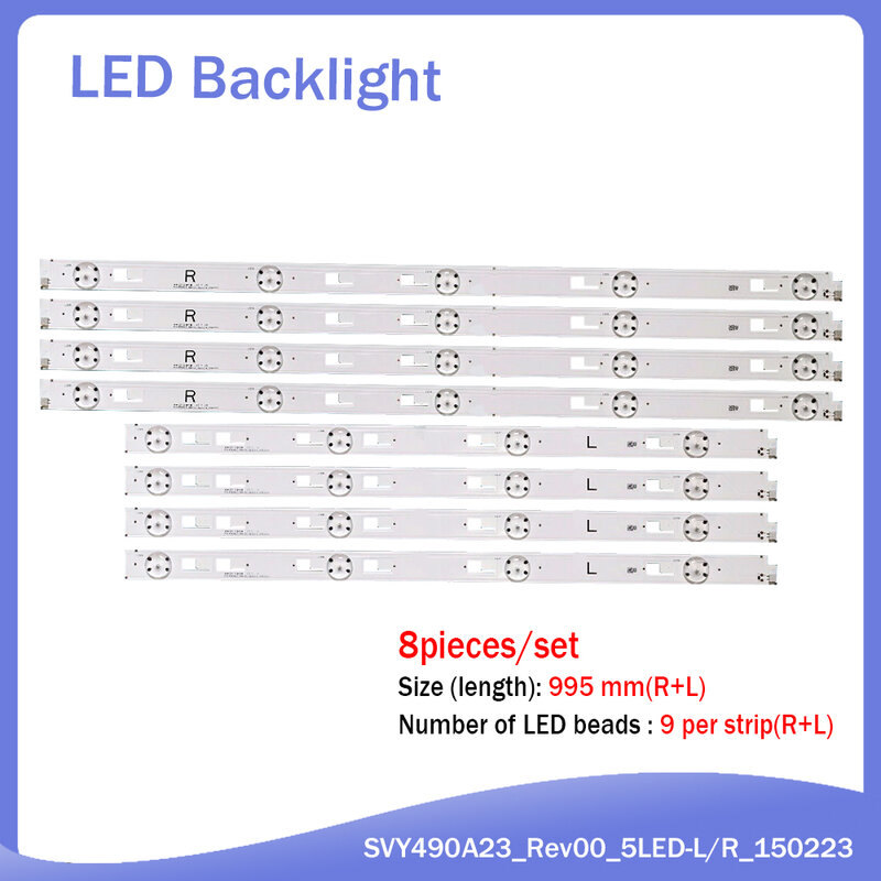새로운 8 개/대 LED 백라이트 스틱 소니 KD-49X8005 KD-49X8005C SYV4942 KD-49X8000C SVY490A23_REV00_5LED_R L LC490EQY-SHM2