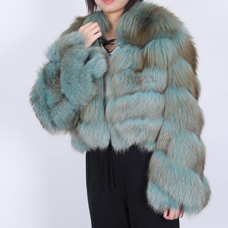 Abrigo de piel de zorro real para mujer, parka natural, chaleco de invierno