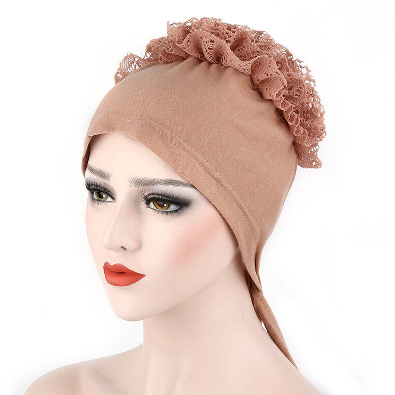 ヒジャーブ-女性用の大きなフローラルボリュームのある帽子,イスラム教徒の女性用ヘッドアクセサリー