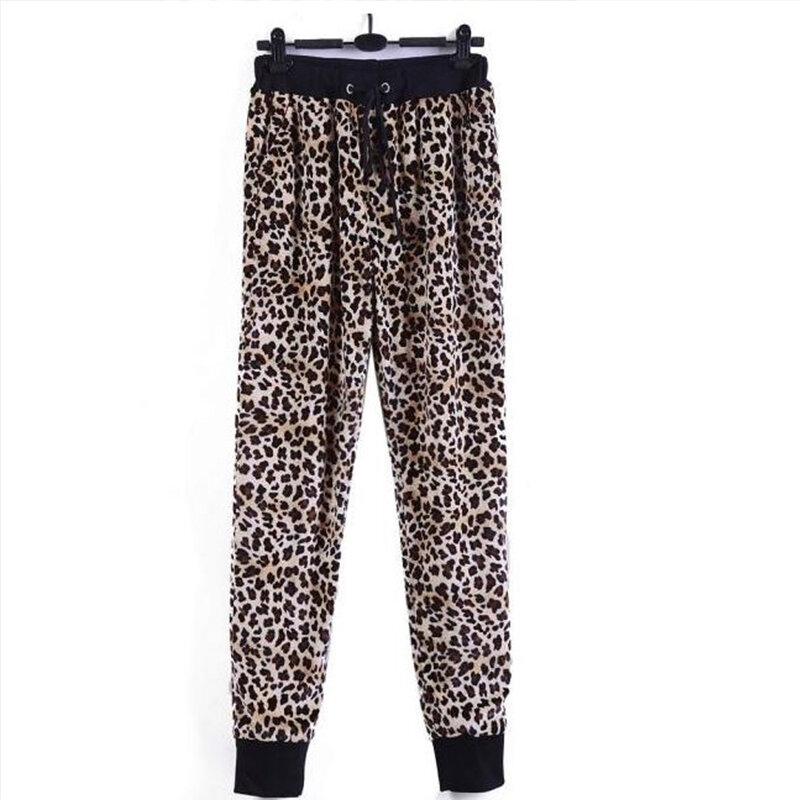 Men's slacks spring and fall fashion slim pants personality leopard print pants men's sweatpants big size street hip hop