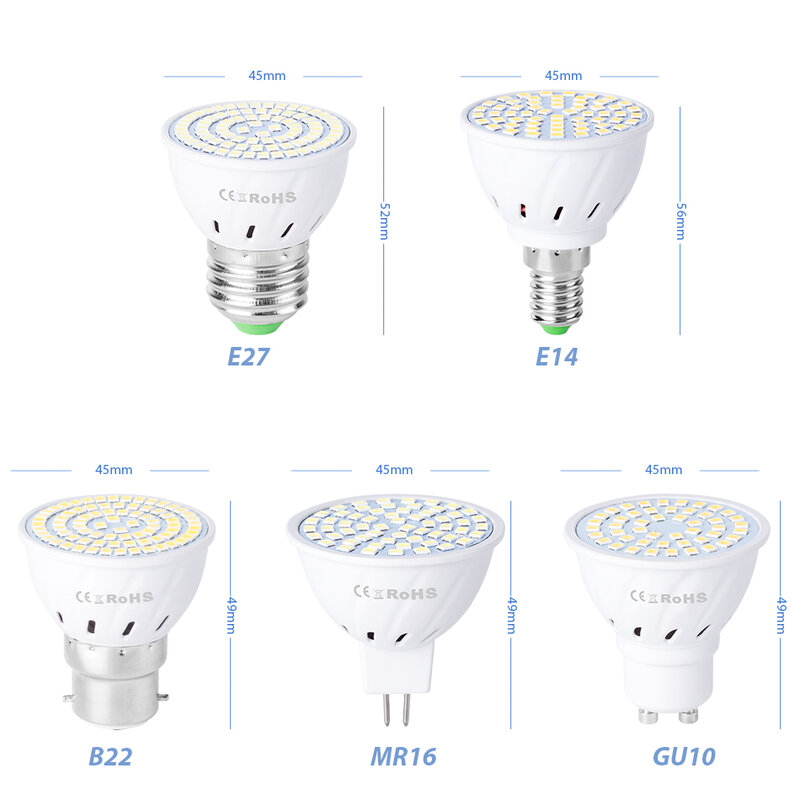 E27 Led-lampe E14 Mais Lampe Gu10 Scheinwerfer MR16 LED Licht 5W 7W Glühbirnen 220V Lampara GU 5,3 Bombilla Led Für Haus Beleuchtung