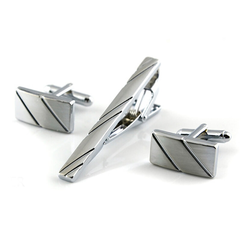 Decoration Adult Striped Tie Clip Shirt Jewelry Casual Portable Wedding Business Gift Accessories Cufflink Set Party Sturdy