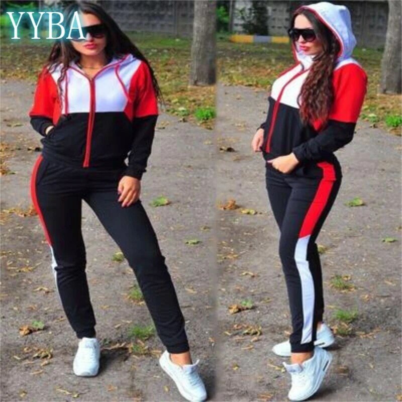 Frauen Trainingsanzug Zwei Stück Set Casual Sport tragen 2020 Zipper Mit Kapuze Weibliche Jogger lounge tragen mode Sportwear Plus Größe