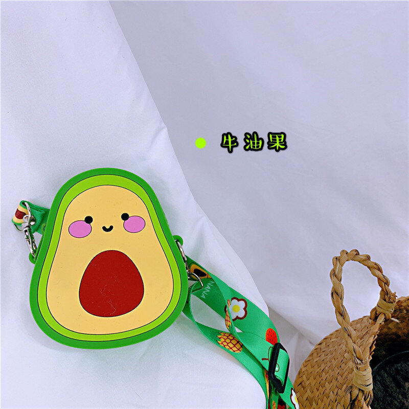 아이들을위한 재미 있은 과일 가방 소녀 Mi Ni 동전 지갑 Kawaii 핑크 지갑 변경 지갑 주머니 스트랩과 실리콘 지퍼 동전 주머니 가방