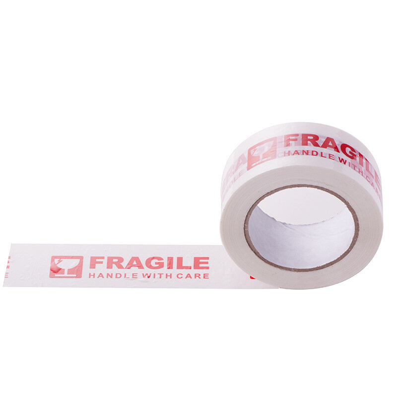 5Cm * 100M Wit Breekbare Verpakking Tape Waarschuwing Bopp Breekbaar Tape Gebruikt Voor Waarschuwing En Verpakking Kantoor En schoolbenodigdheden