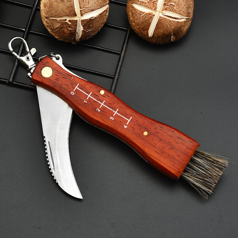 Нож грибной для кемпинга и барбекю с кисточкой, портативный брелок, острый, для охоты, выживания, Многофункциональный складной нож, кисти