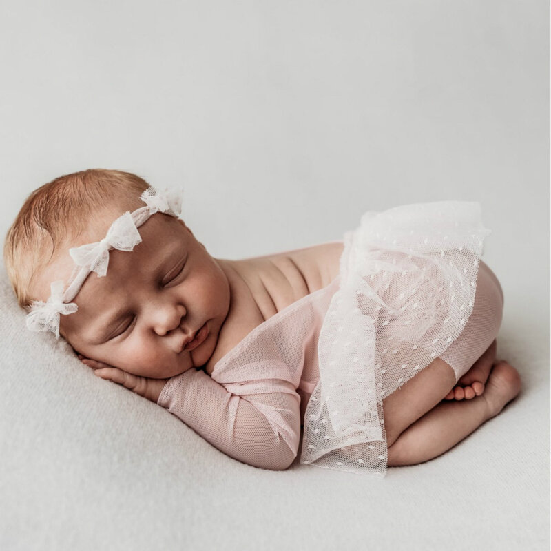 Combinaison barboteuse en dentelle pour nouveau-né fille, accessoires de photographie, tenue de bébé, costume de séance photo, 2 pièces par ensemble