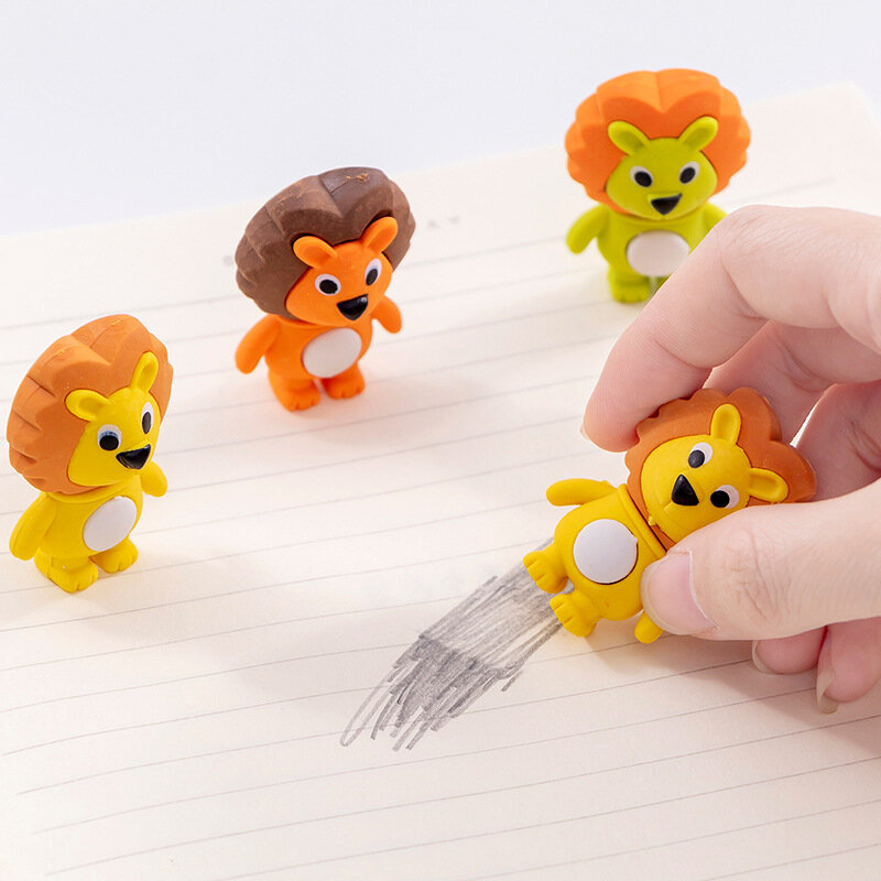 1 peça borracha lápis decorativa leão bonito borracha dos desenhos animados borracha atacado