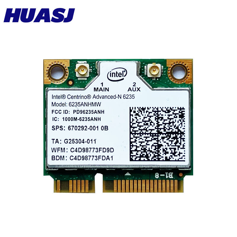 HUASJ แล็ปท็อป Wireless Lan Card สำหรับ Intel Centrino Advanced-N 6235 6235ANHMW 300 Mbps การ์ด WIFI BT 4.0 MINI MINI 5.0