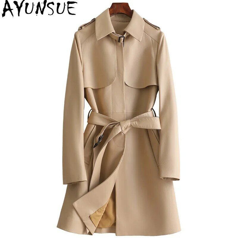 AYUNSUE 100% оригинальная Женская куртка, Осень-зима 2021, элегантное меховое пальто из овчины, женские тренчи, пальто, женское манто Gxy463