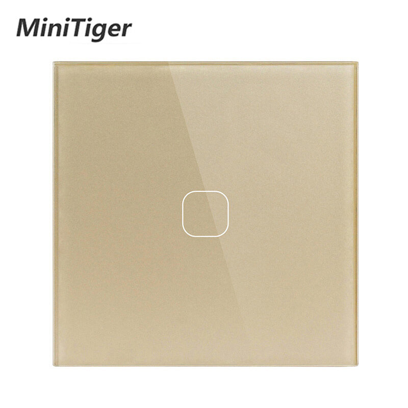 Minitiger Luxury Wall Touch Sensor Switch EU/UK Standard Light Gray Crystal Glass Touch Switch Power 1/2/3 Gang 1 Way AC 220
