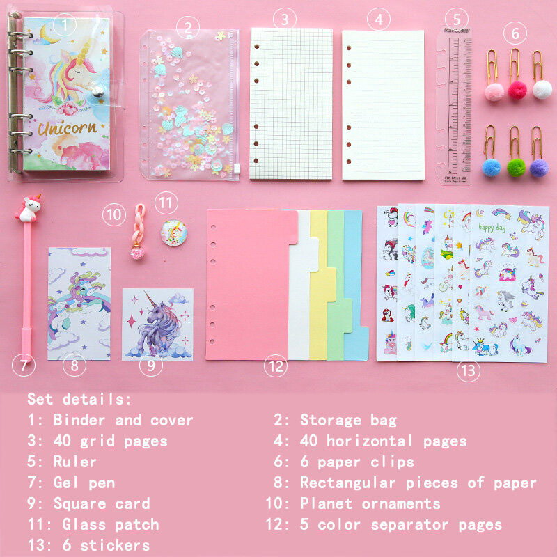 Pretty Girl Notebook Set Loose-leaf Scrapbook Student Cute Portable Diary Binder Kawaii School Notepad Gift