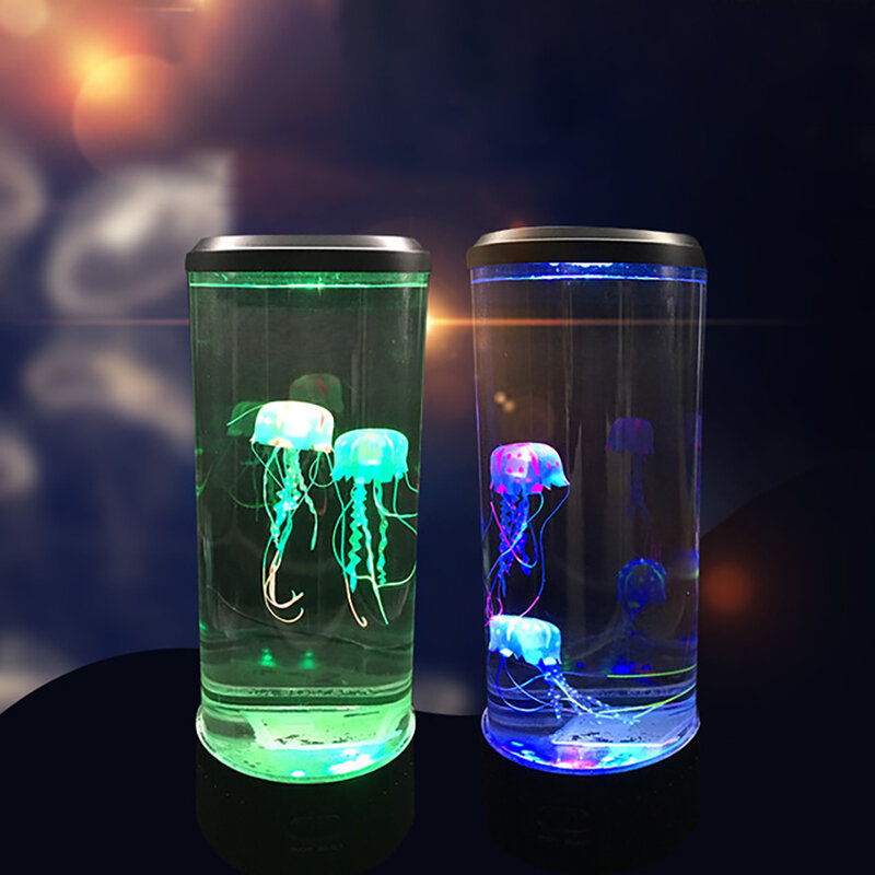1 conjunto LED Colorido Mudar Jellyfish Lâmpada Aquário Cabeceira Decoração Night Light Criativo Night Lamp USB Quarto Night Light
