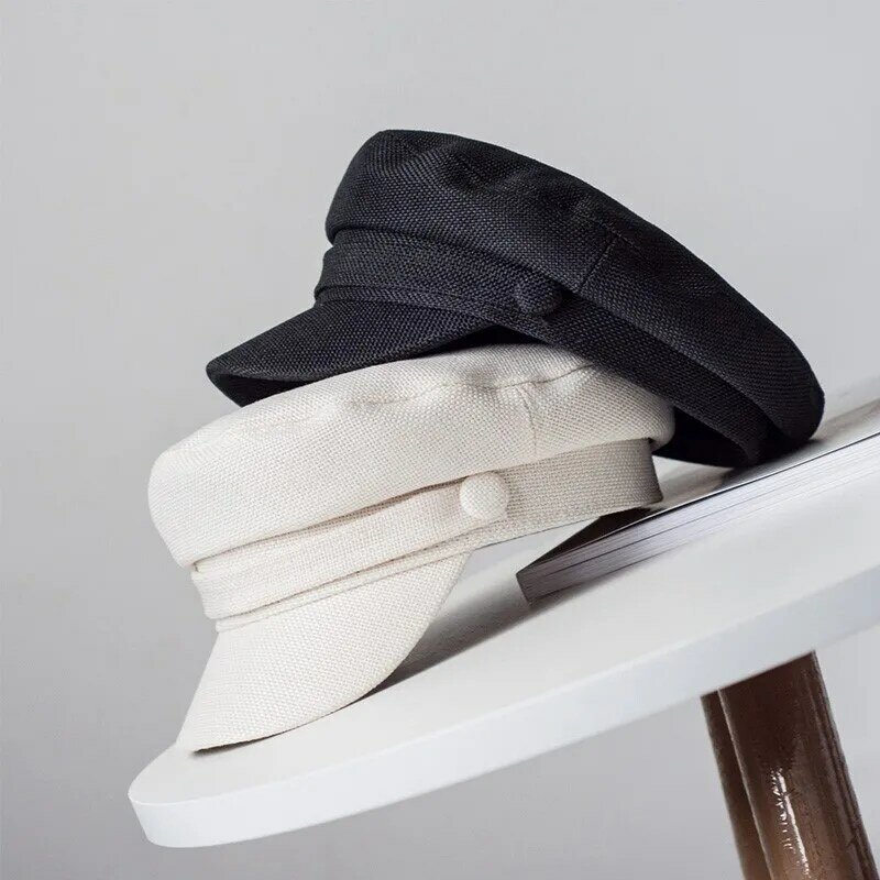 Chapeau octogonal pour femmes | Chapeau d'été pour femmes, casquette plate printemps et automne en coton, chapeaux de la marine pour femmes, casquette chapeau, 2019