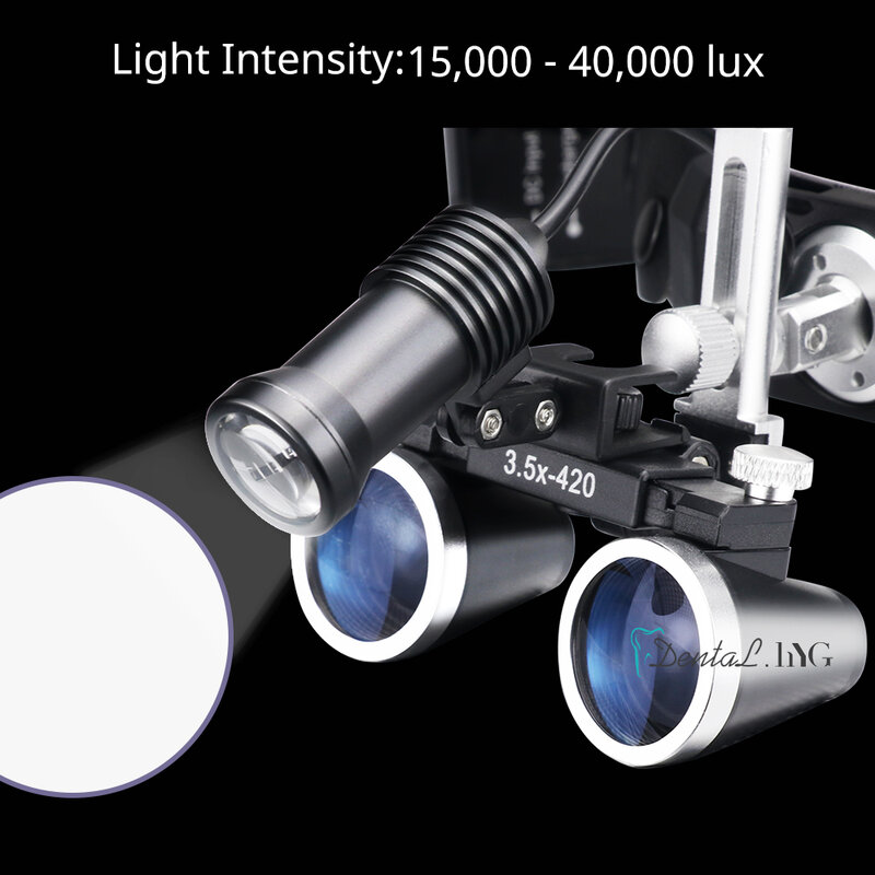 320-420mm lupa binocular dental lupas 2.5/3.5x vidro óptico ultra-luz capacete lupa amplo campo de visão