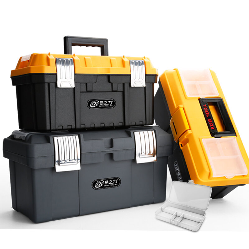 Bolsas de herramientas portátiles, almacenamiento grande para componentes de herramientas, caja de herramientas de plástico para carpintero