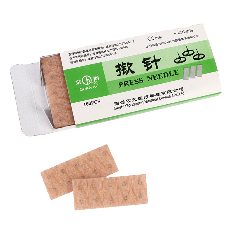 100Pcs/box Multi-Condition Ear Seed Acupressure Kit Disposable Press Needle Ear Seeds Acupuncture Vaccaria Plaster Bean Massagee