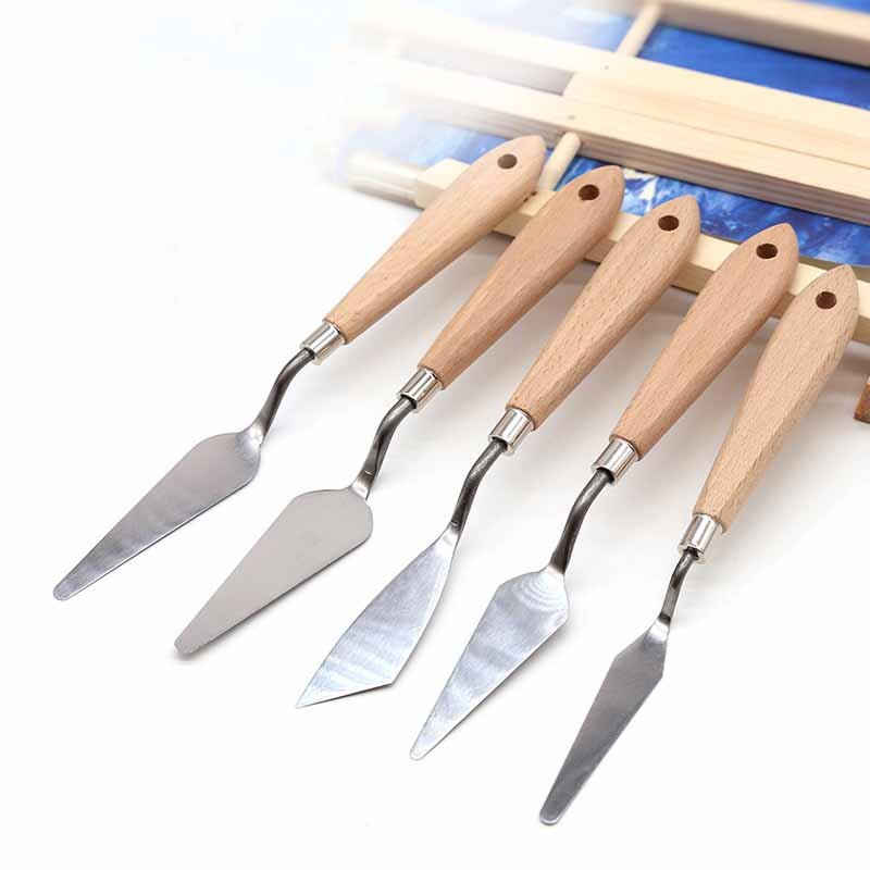 1 sztuk jakości szpatułka ze stali nierdzewnej drewna uchwyt paleta sztuki gwasz dostaw dla obraz olejny nóż narzędzie