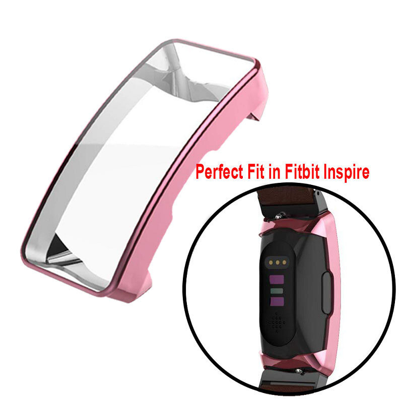 Funda protectora resistente de TPU para pantalla de reloj Fitbit Inspire HR, carcasa de silicona, película protectora antiarañazos