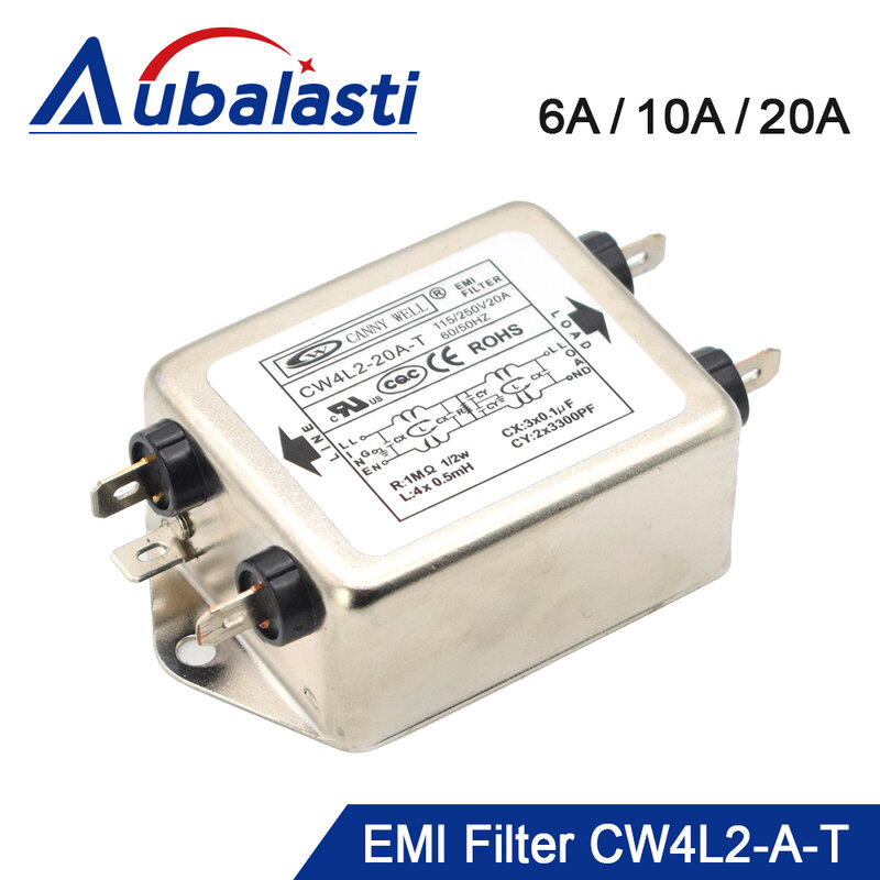 CANNY WELL Power filtro EMI CW4L2-10A-T CW4L2-20A-T monofase AC 115V 250V 20A 50-60Hz