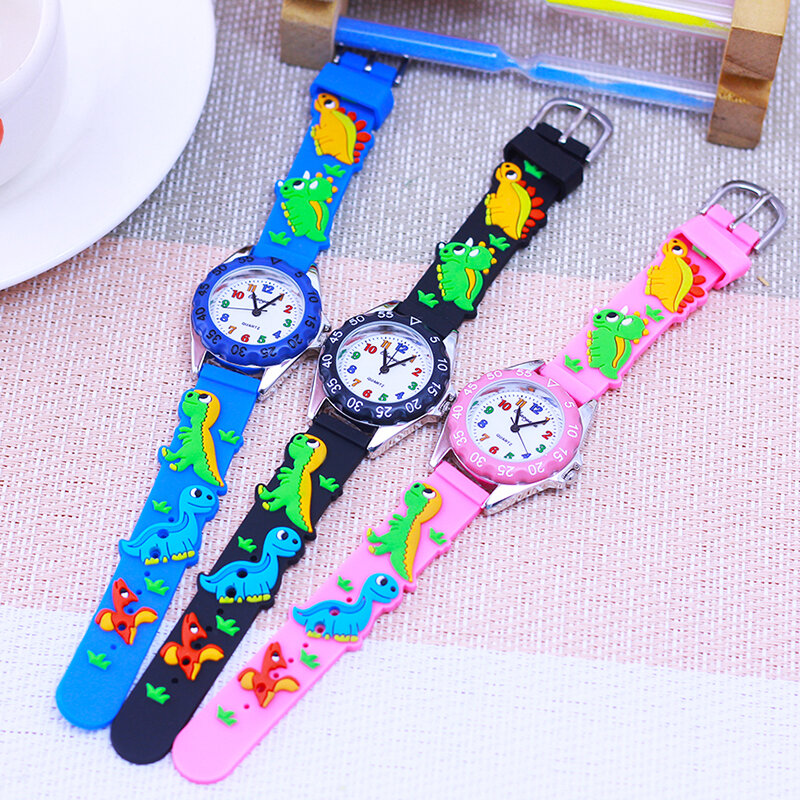 chaoyada 2024 new children boys girls colorful digital quartz wristwatch little kids students dinosaur silicone strap toy watch