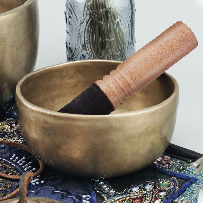 Martillo de tazón hecho a mano, palo de tazón de Buda nepalés, tazón de sonido de Buda, palo de tazón de canto, accesorio (tamaño mediano)