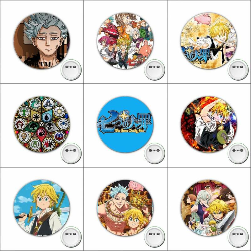3 stücke Anime die sieben Todsünden Cosplay Abzeichen Cartoon Pins Brosche für Kleidung Zubehör Rucksäcke Taschen Knopf Abzeichen