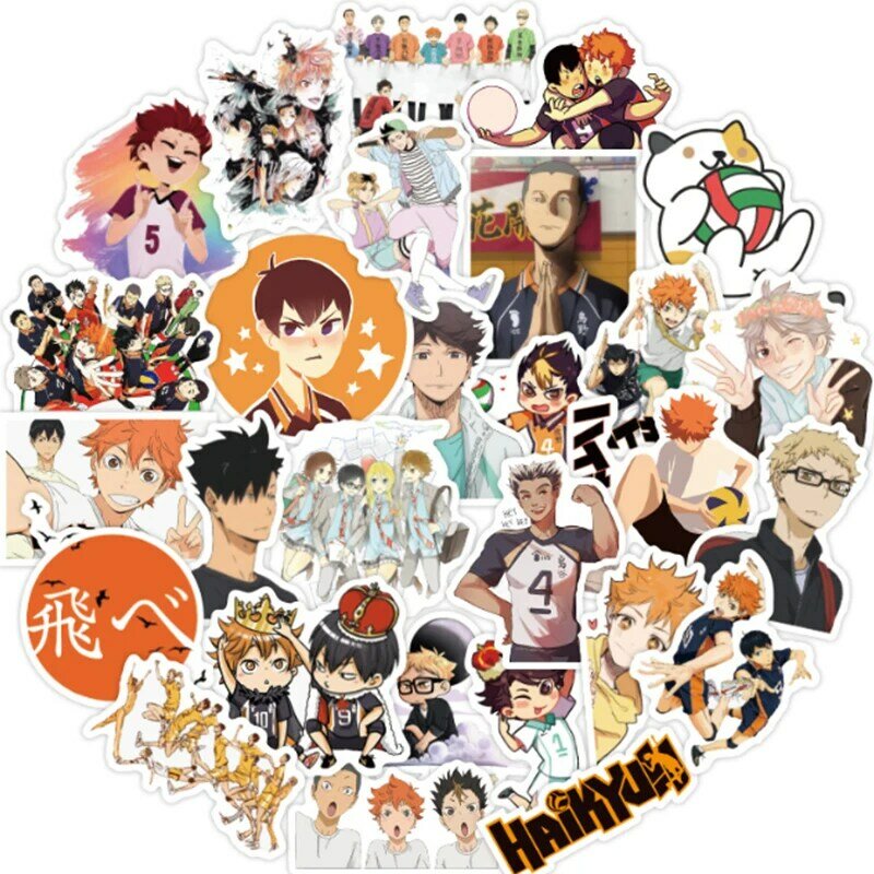 10/50Pcs Haikyuu!! Stickers Japanese Anime Sticker Volleyball for Decal on Guitar Suitcase Laptop Phone Fridge Motorcycle Car