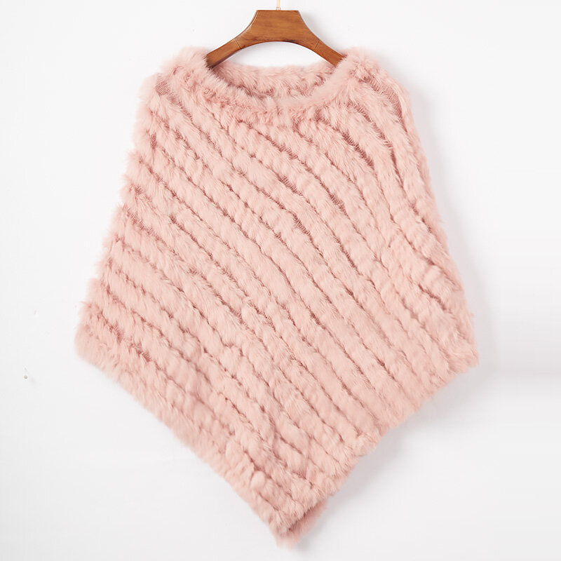 Пуловер из меха Этель Андерсон для женщин, вязаный пончо из натурального кроличьего меха, накидки для женщин, вязаные шали из натурального меха, треугольные шали, куртки