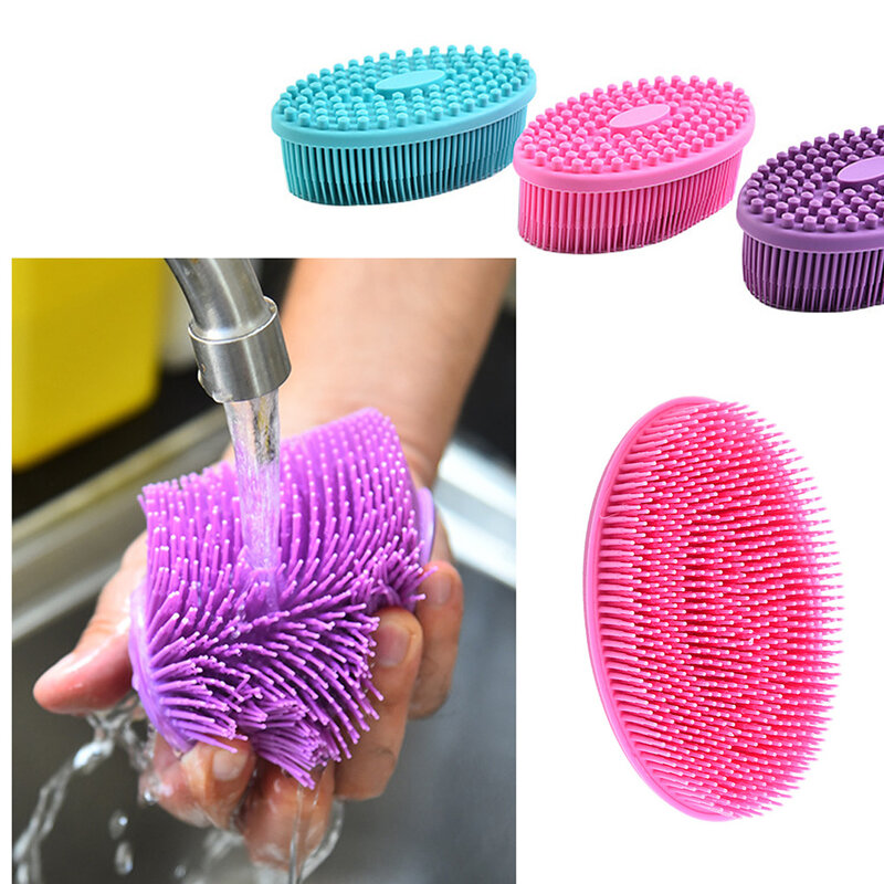 Exfoliating Silicone Soft Brush Baby Shower Training Brush Non-slip Massage Scrubber Bath Tool