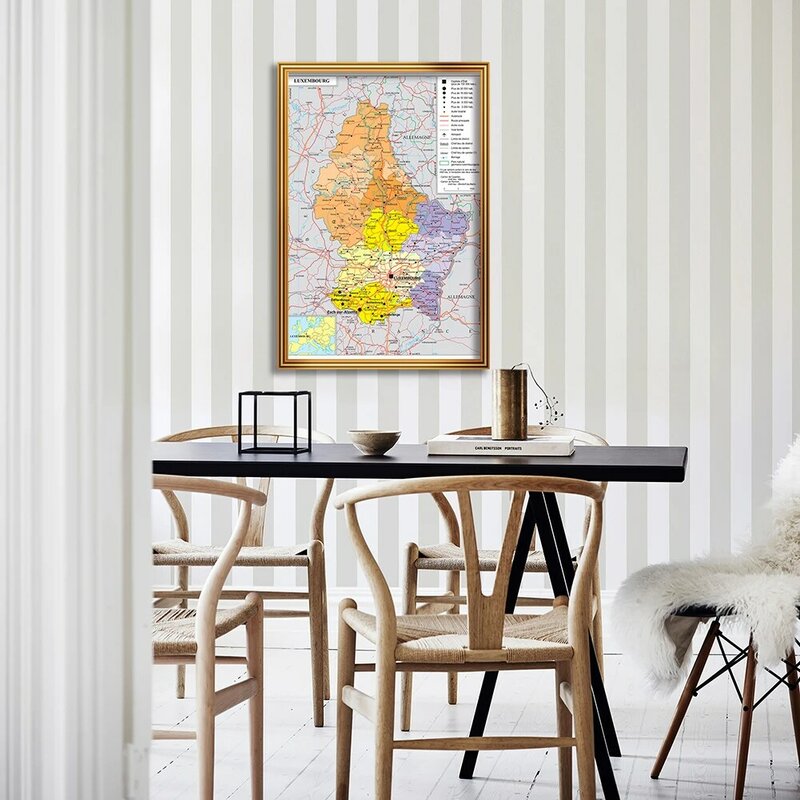 Cartaz de arte de parede, 60*90cm, o mapa político e transporte em francês, pôster de pintura em tela, decoração de casa, material escolar