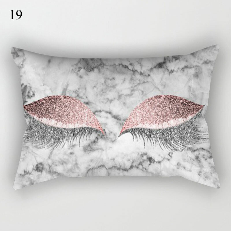 Fashion 30*50cm Pink Golden Pillowcase Eyelash Soft Cushion Cover Marble Pillow Cover Home Decor Sofa Throw Pillow Case