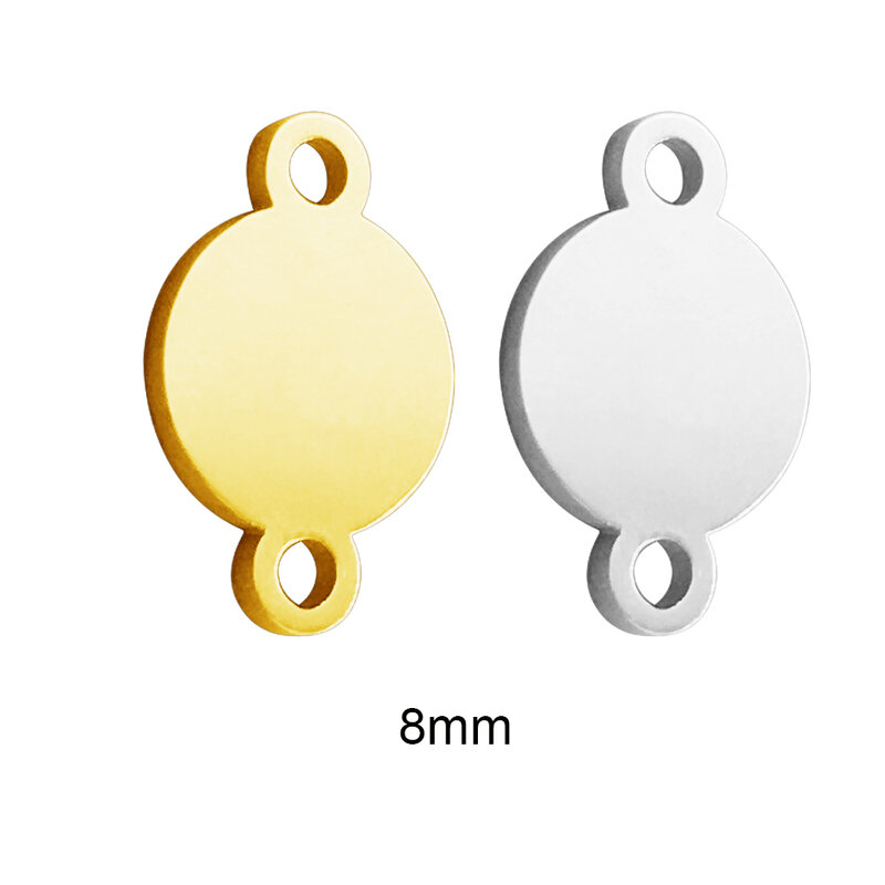 MYLONGINGCHARM freies engraving-50pcs 8mm 10mm 15mm 2 löcher Runde stahl stecker angepasst Armband Charme-individuelles logo oder design