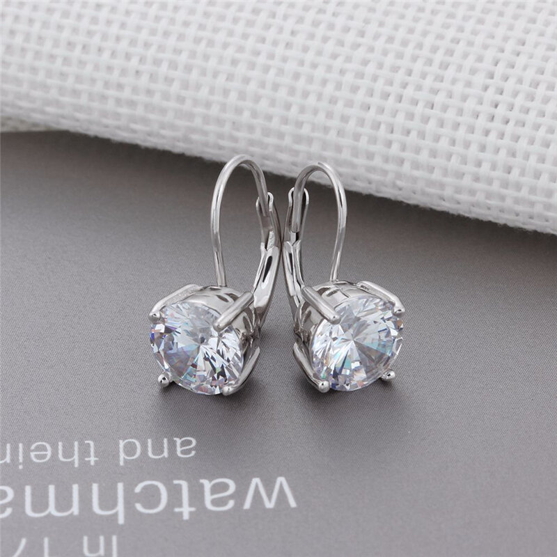 XINSOM Fine Jewelry 925 Sterling Silver Engagement Wedding Earrings For Women Girl Luxury 8MM Big Zircon Dangle Earrings 20MARE7