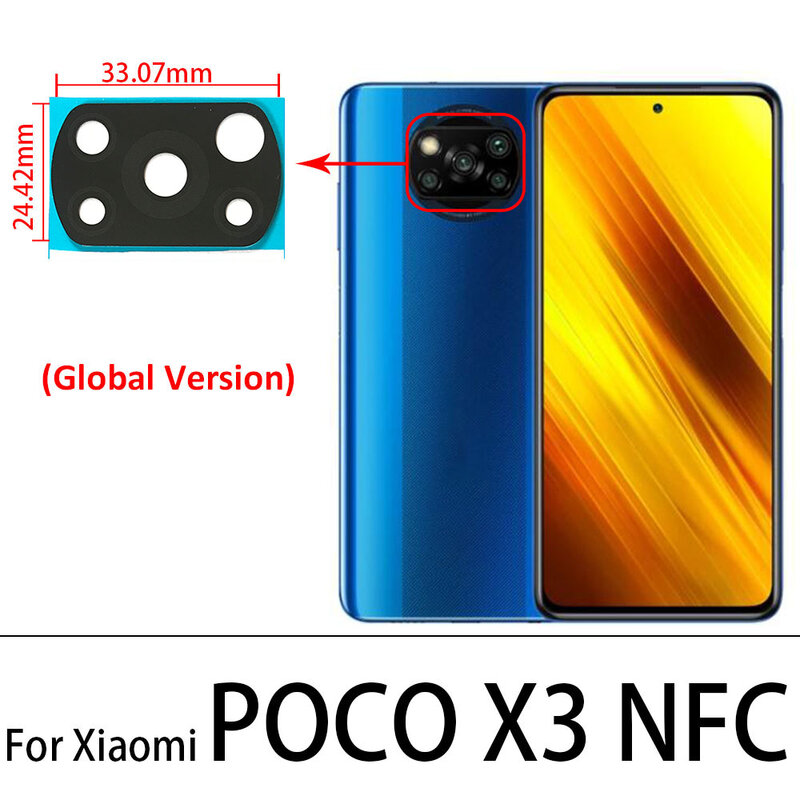 Lente de Cristal de cámara trasera con pegamento para Xiaomi Poco F1 F2 F3 F4 F5 M3 X3 M4 X4 Pro GT 4G 5G