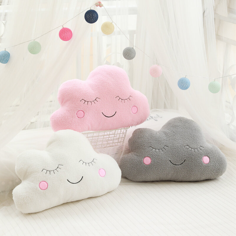 Bonita almohada de peluche para niños, cojín suave con forma de nube, Luna, estrella, gota de lluvia, regalo para niñas