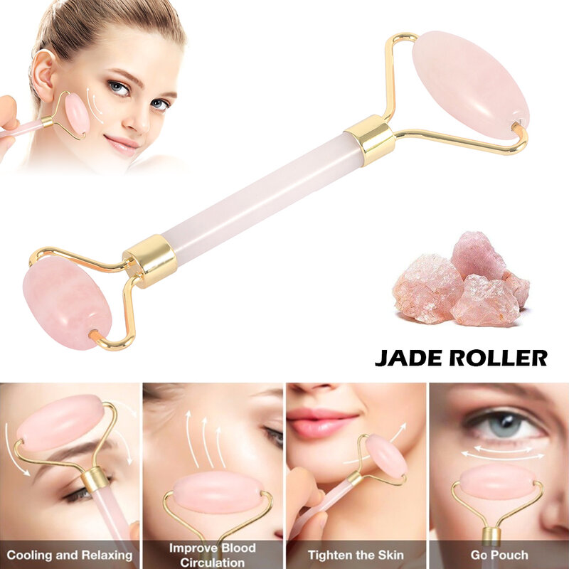 Nieuwe Rose Quartz Roller Afslanken Gezicht Massager Jade Roller Facial Huid Handvat Acryl Hars Vrouwen Beauty Gezondheid Facial Fitness