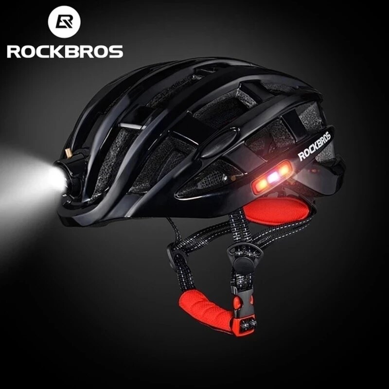 ROCKBROS غير نافذ للمطر الدراجة خفيفة مصباح إضاءة بالخوذة الدراجات خوذة متكاملة مصبوب آمنة 57-62 سنتيمتر الطريق الجبلية دراجة دراجة الجبلية