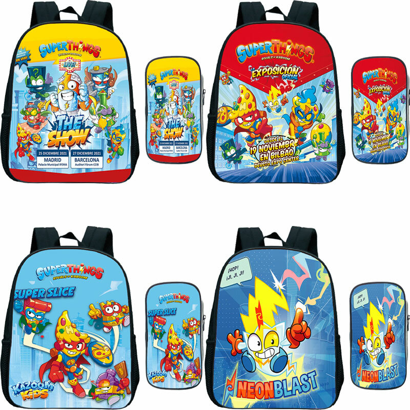 Mochila Superzings serie 8 para niños, 2 unids/set/set, mochilas escolares, juego de dibujos animados, Superthings, preescolar