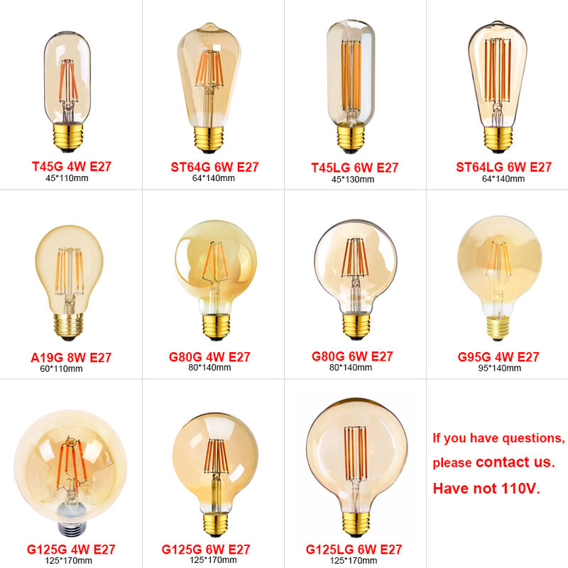 Bombilla LED E14 E27, 220V, regulable, Vintage, T22, 1W, Retro, incandescente, decoración, lámpara de iluminación
