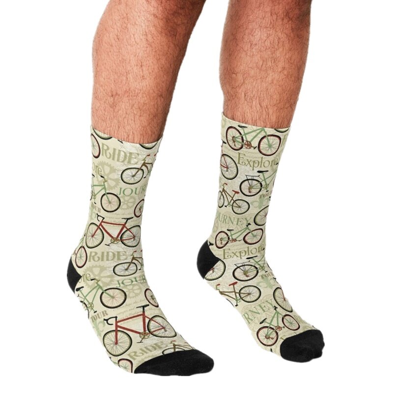 Забавные велосипедные мужские носки с принтом путешествия на велосипеде хип-хоп мужские счастливые носки уличный стиль сумасшедшие носки для мужчин