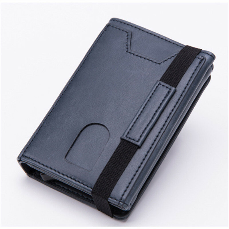 Portefeuille en cuir anti-voleur avec gravure personnalisée pour homme, porte-cartes de crédit, blocage RFID, porte-cartes avec fenêtre pour pièce d'identité, sac de poche pour pièce de monnaie